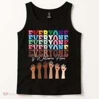 Everyone Is Welcome Here Retro Groovy Diversity Teachers Tank Top thumb 2