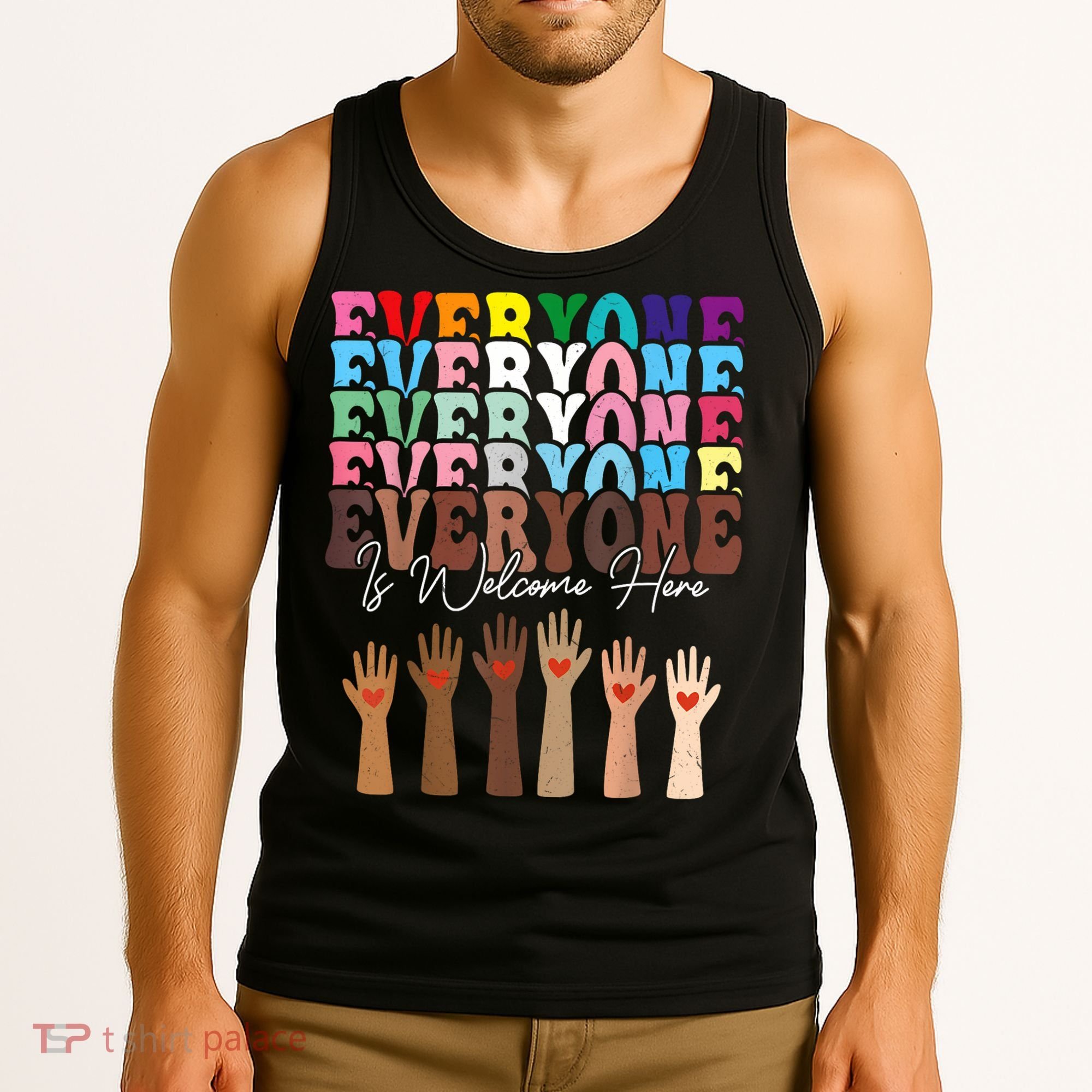 Everyone Is Welcome Here Retro Groovy Diversity Teachers Tank Top