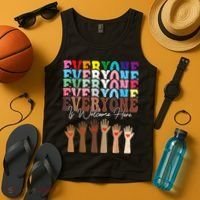 Everyone Is Welcome Here Retro Groovy Diversity Teachers Tank Top thumb 4