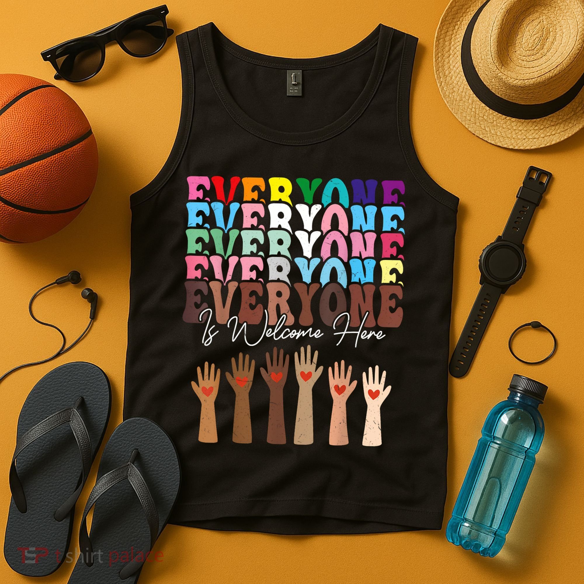 Everyone Is Welcome Here Retro Groovy Diversity Teachers Tank Top