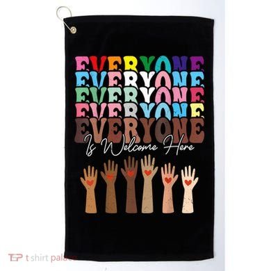 Everyone Is Welcome Here Retro Groovy Diversity Teachers Golf Towel