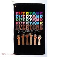 Everyone Is Welcome Here Retro Groovy Diversity Teachers Golf Towel thumb 0