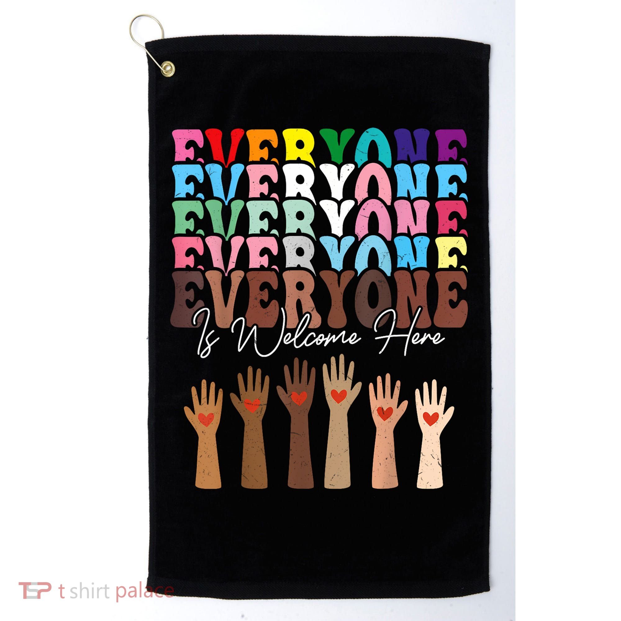 Everyone Is Welcome Here Retro Groovy Diversity Teachers Golf Towel