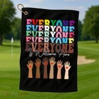 Everyone Is Welcome Here Retro Groovy Diversity Teachers Golf Towel thumb 1