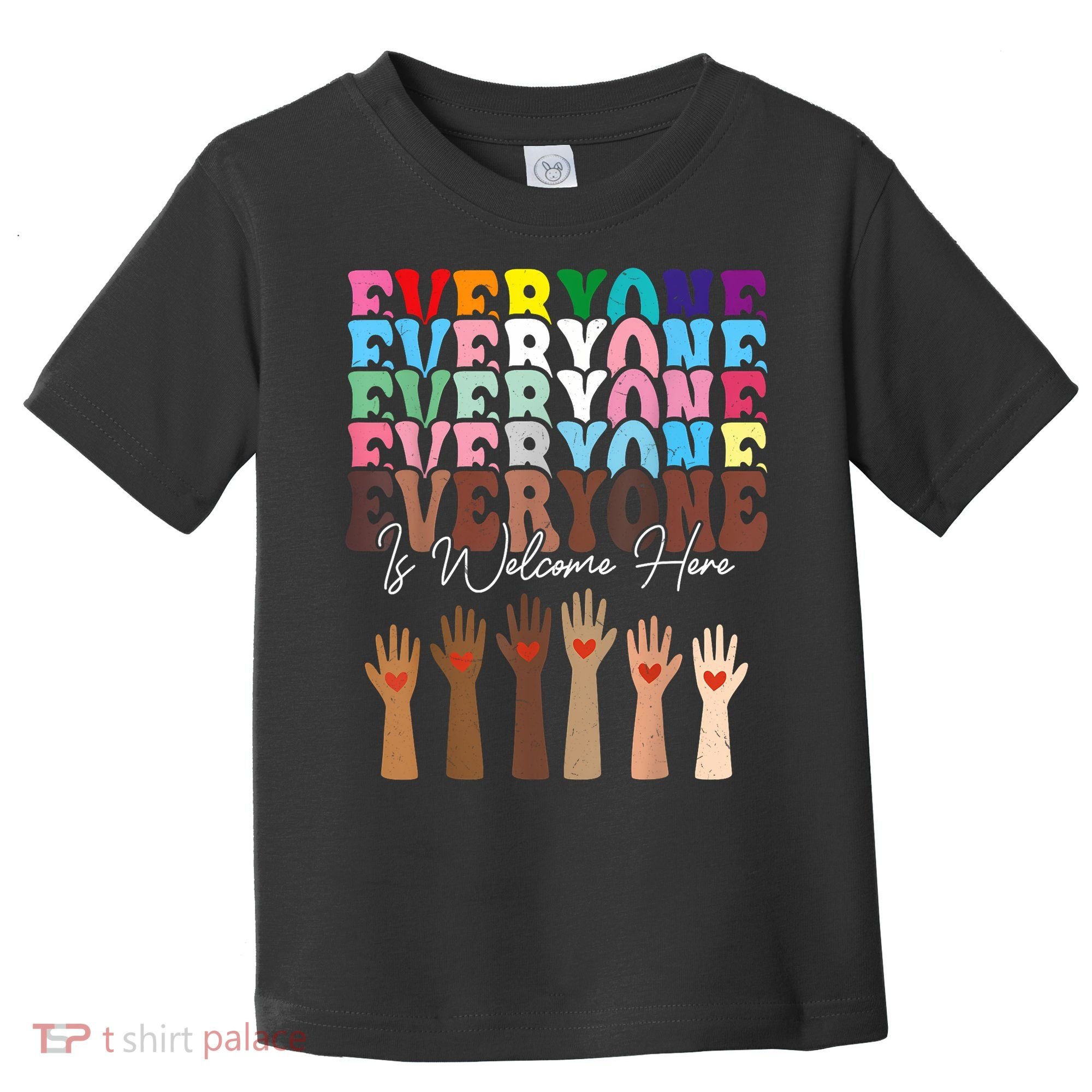 Everyone Is Welcome Here Retro Groovy Diversity Teachers Toddler T-Shirt