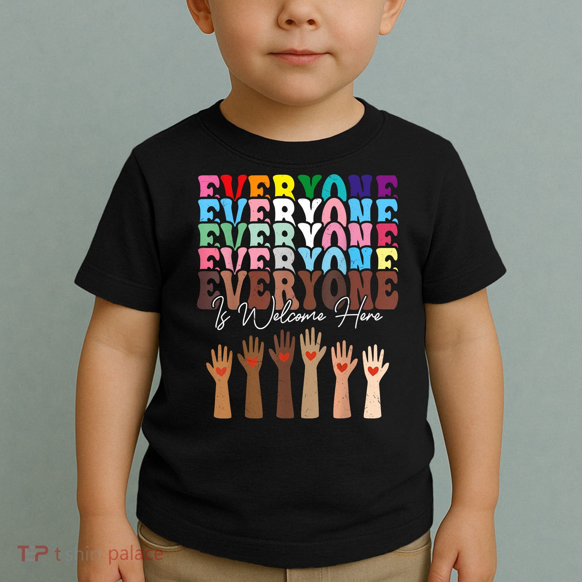 Everyone Is Welcome Here Retro Groovy Diversity Teachers Toddler T-Shirt