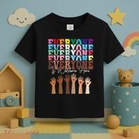 Everyone Is Welcome Here Retro Groovy Diversity Teachers Toddler T-Shirt thumb 3
