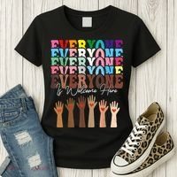 Everyone Is Welcome Here Retro Groovy Diversity Teachers Women's T-Shirt thumb 3