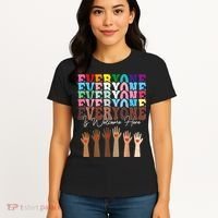 Everyone Is Welcome Here Retro Groovy Diversity Teachers Women's T-Shirt thumb 4