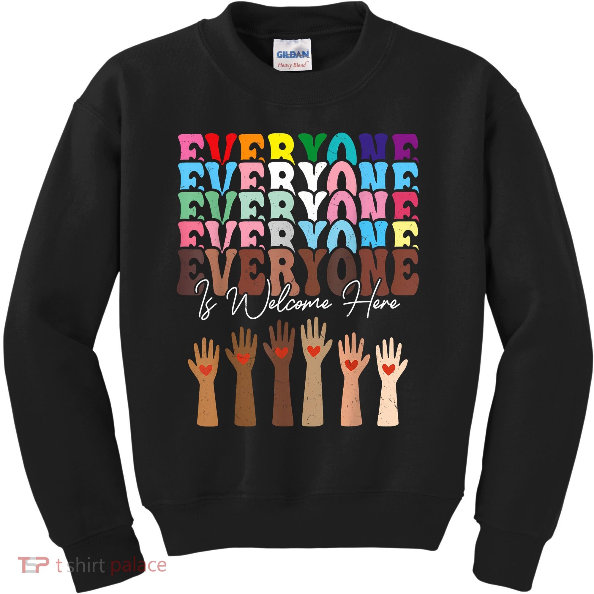 Everyone Is Welcome Here Retro Groovy Diversity Teachers Kids Sweatshirt