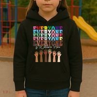 Everyone Is Welcome Here Retro Groovy Diversity Teachers Kids Hoodie thumb 3