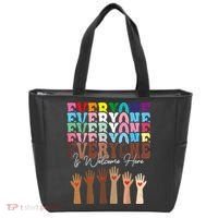 Everyone Is Welcome Here Retro Groovy Diversity Teachers Tote Bag thumb 0