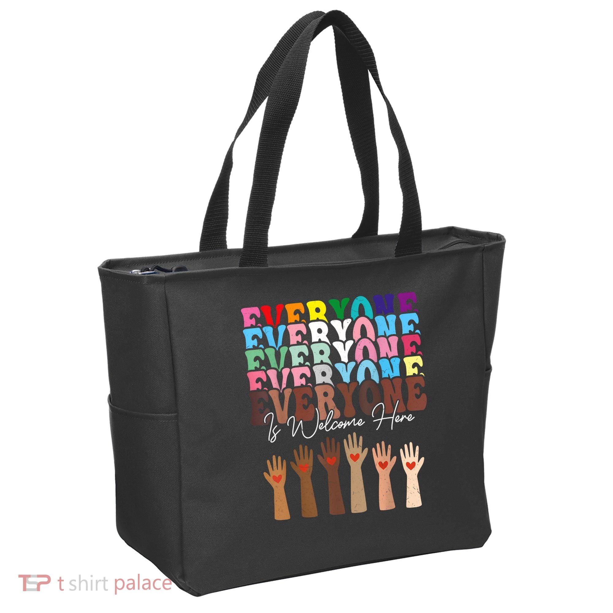 Everyone Is Welcome Here Retro Groovy Diversity Teachers Tote Bag