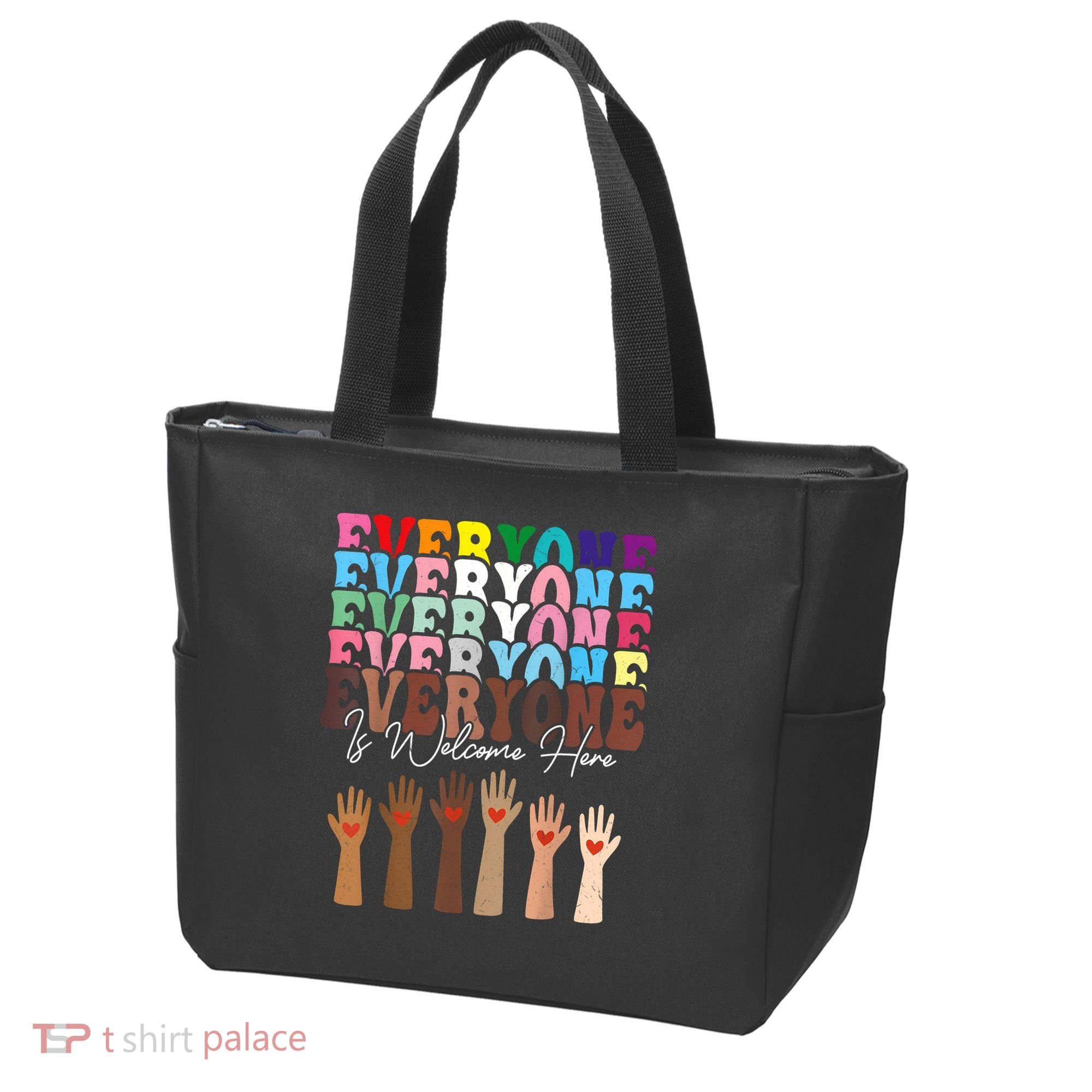 Everyone Is Welcome Here Retro Groovy Diversity Teachers Tote Bag