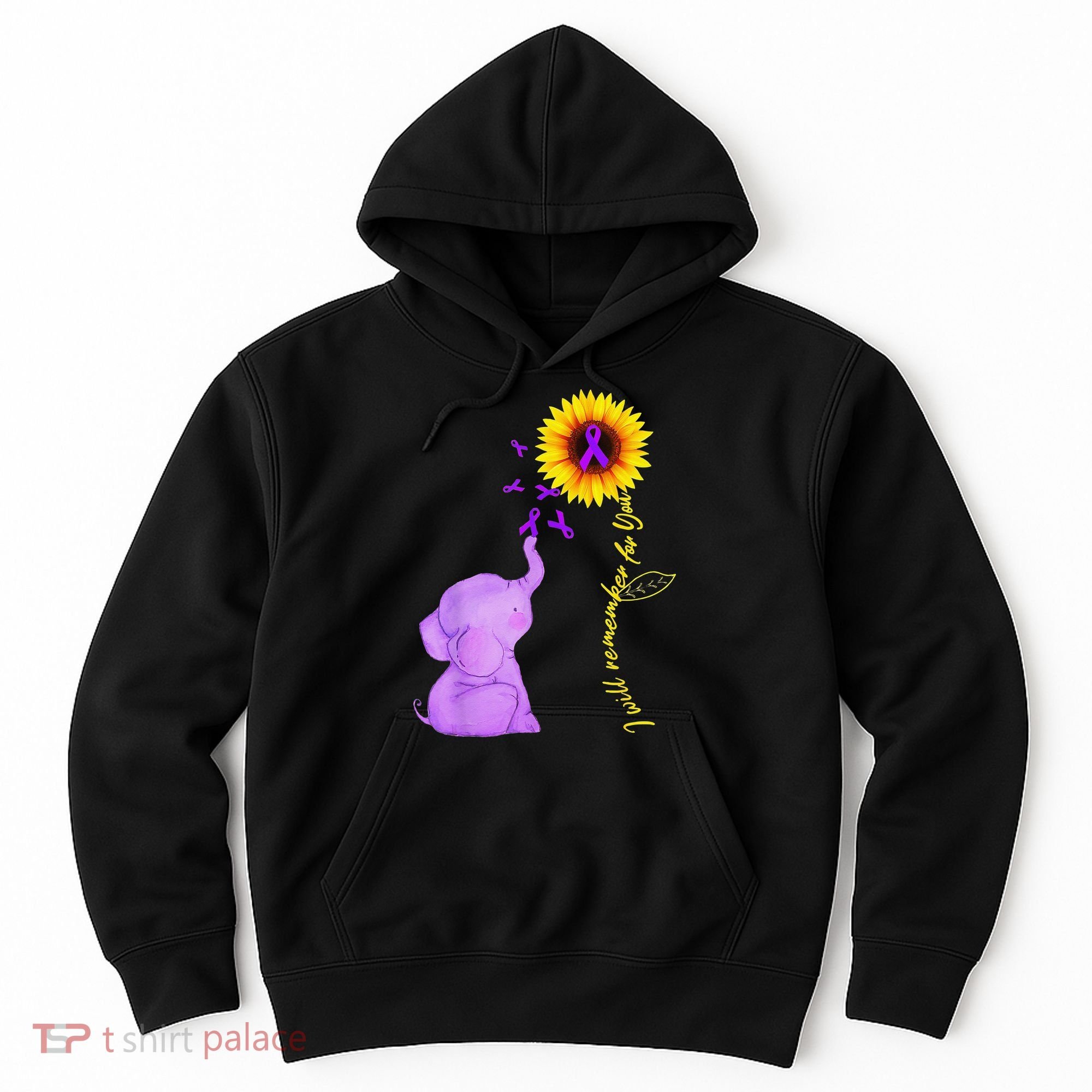 Elephant I Will Remember For You Sunflower Alzheimer Hoodie