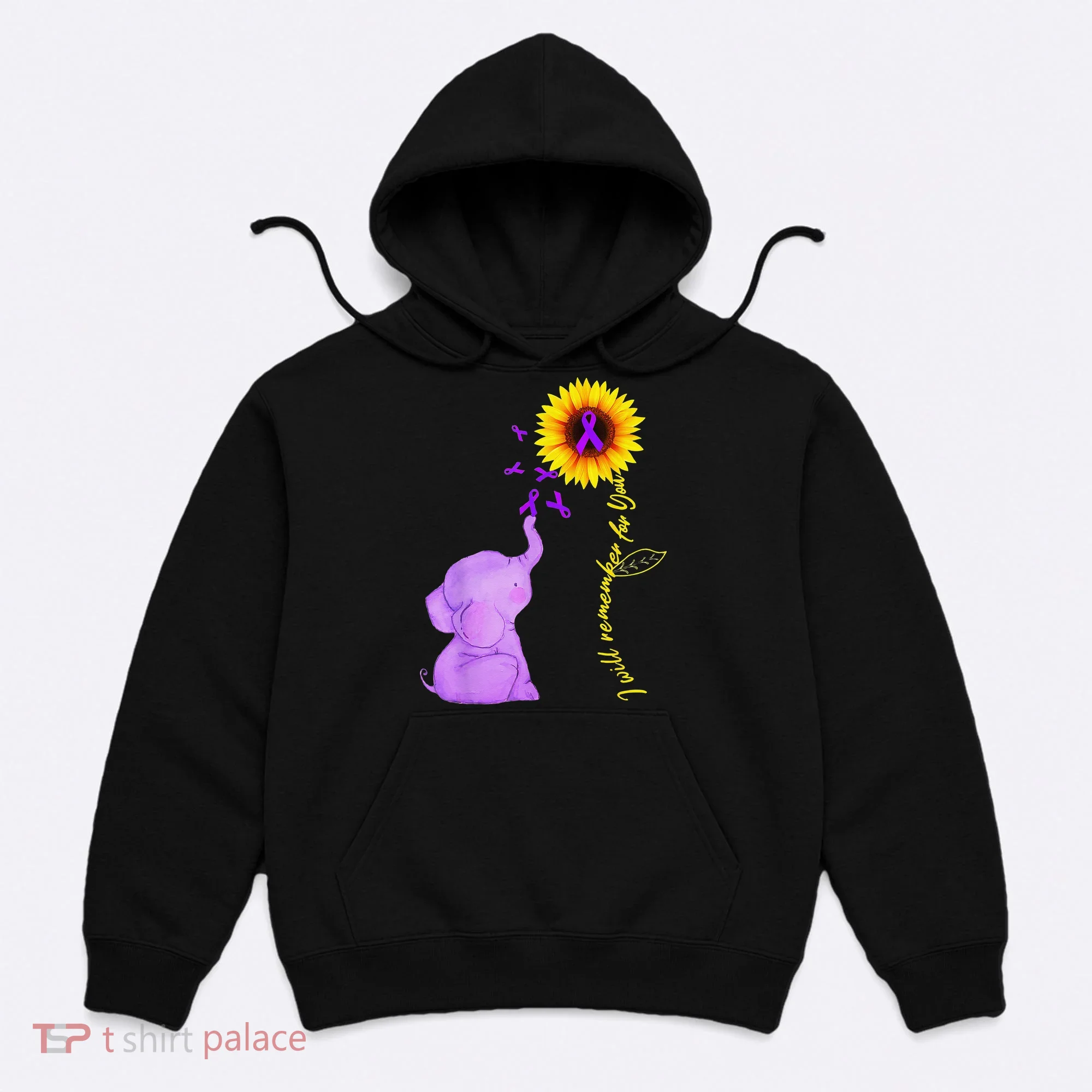 Elephant I Will Remember For You Sunflower Alzheimer Hoodie