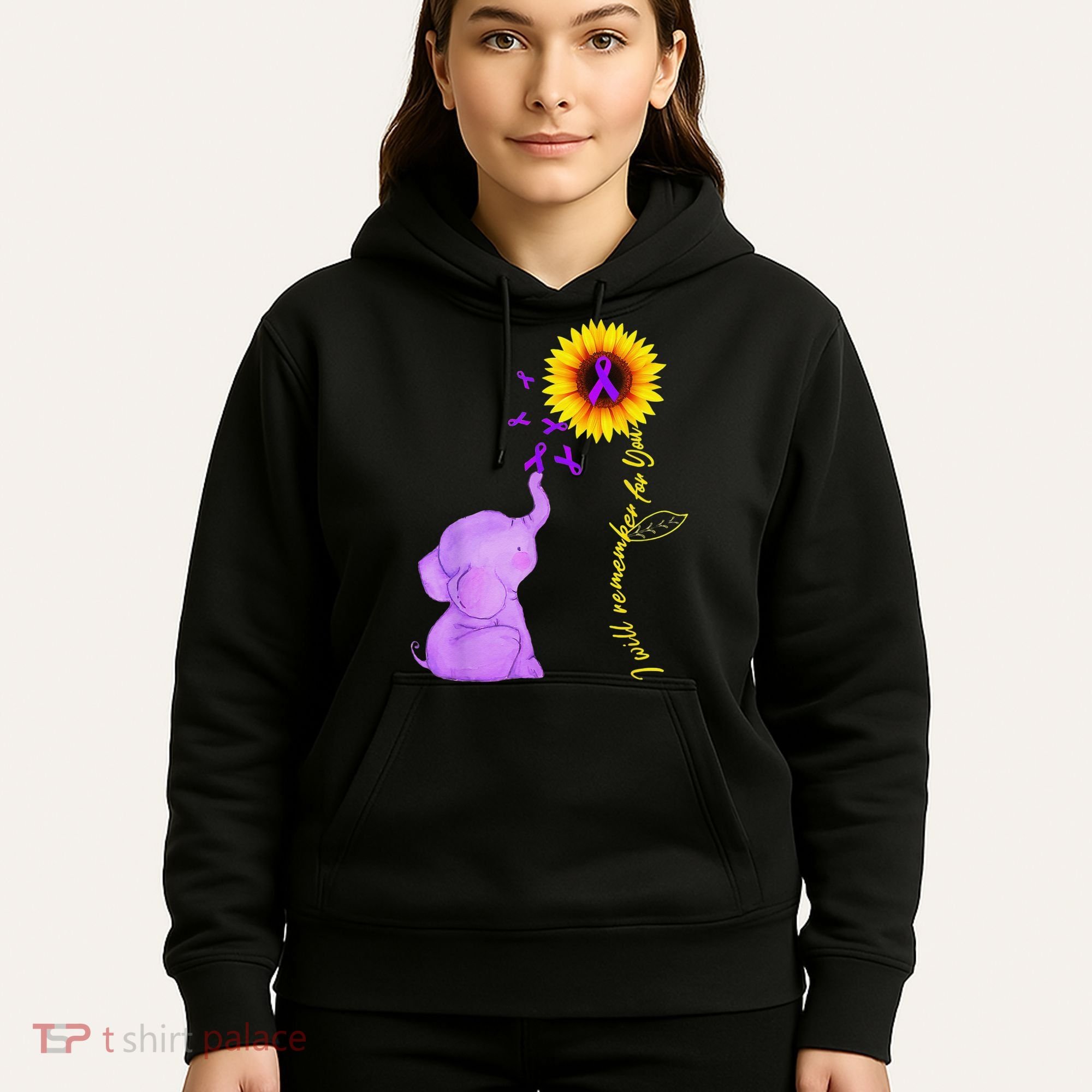 Elephant I Will Remember For You Sunflower Alzheimer Hoodie
