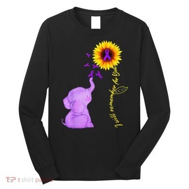 Elephant I Will Remember For You Sunflower Alzheimer Long Sleeve Shirt