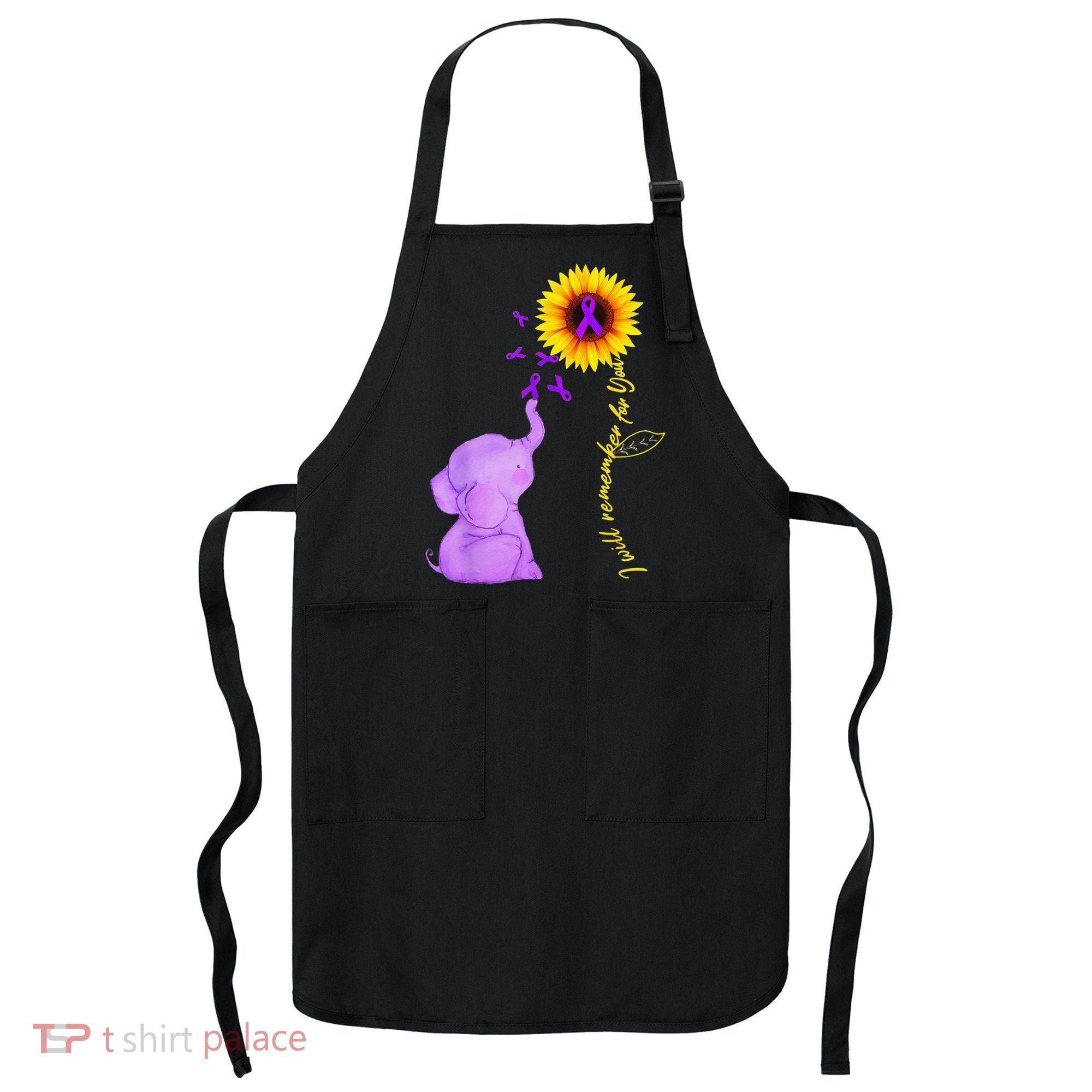 Elephant I Will Remember For You Sunflower Alzheimer Apron