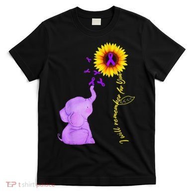 Elephant I Will Remember For You Sunflower Alzheimer T-Shirt