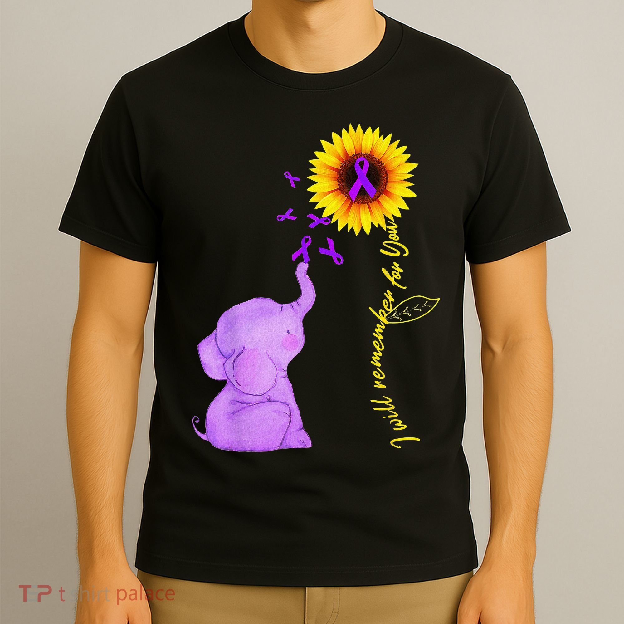 Elephant I Will Remember For You Sunflower Alzheimer T-Shirt