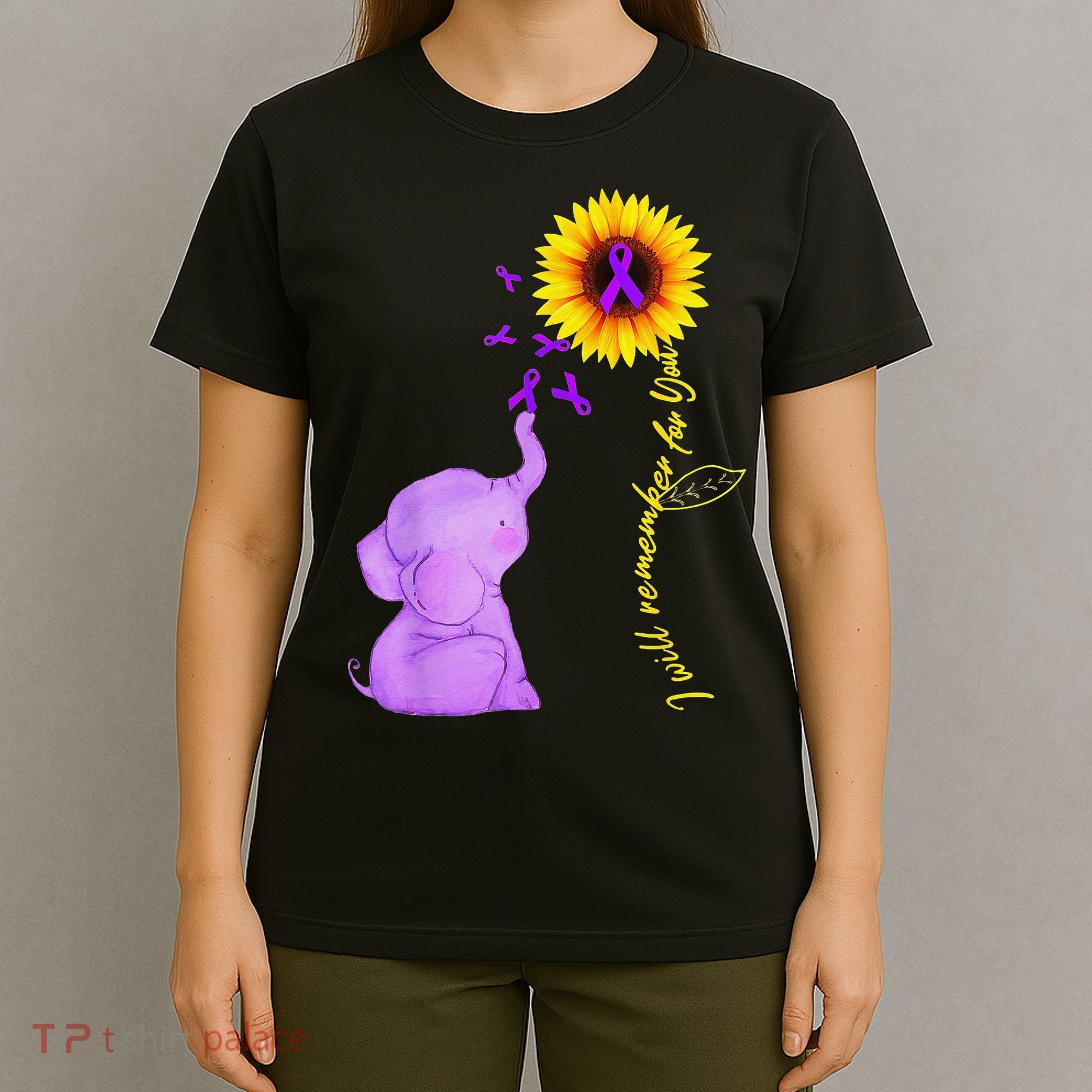Elephant I Will Remember For You Sunflower Alzheimer T-Shirt