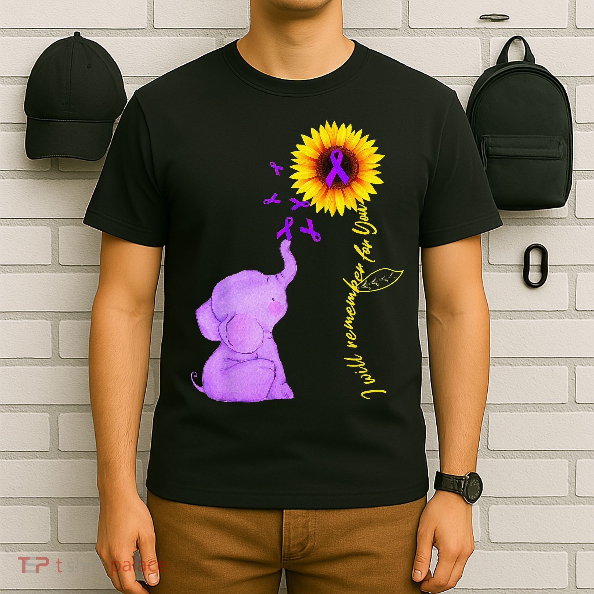 Elephant I Will Remember For You Sunflower Alzheimer T-Shirt