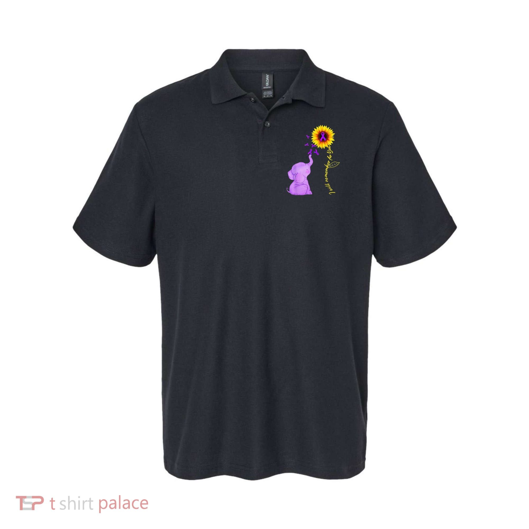 Elephant I Will Remember For You Sunflower Alzheimer Polo
