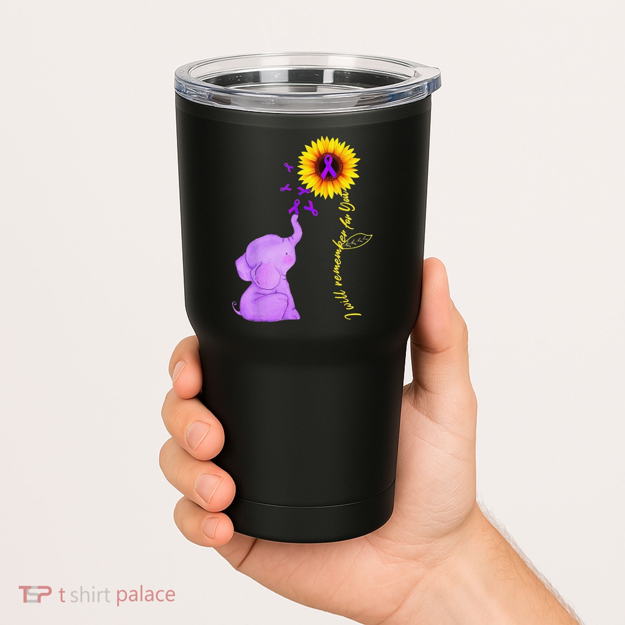 Elephant I Will Remember For You Sunflower Alzheimer Tumbler