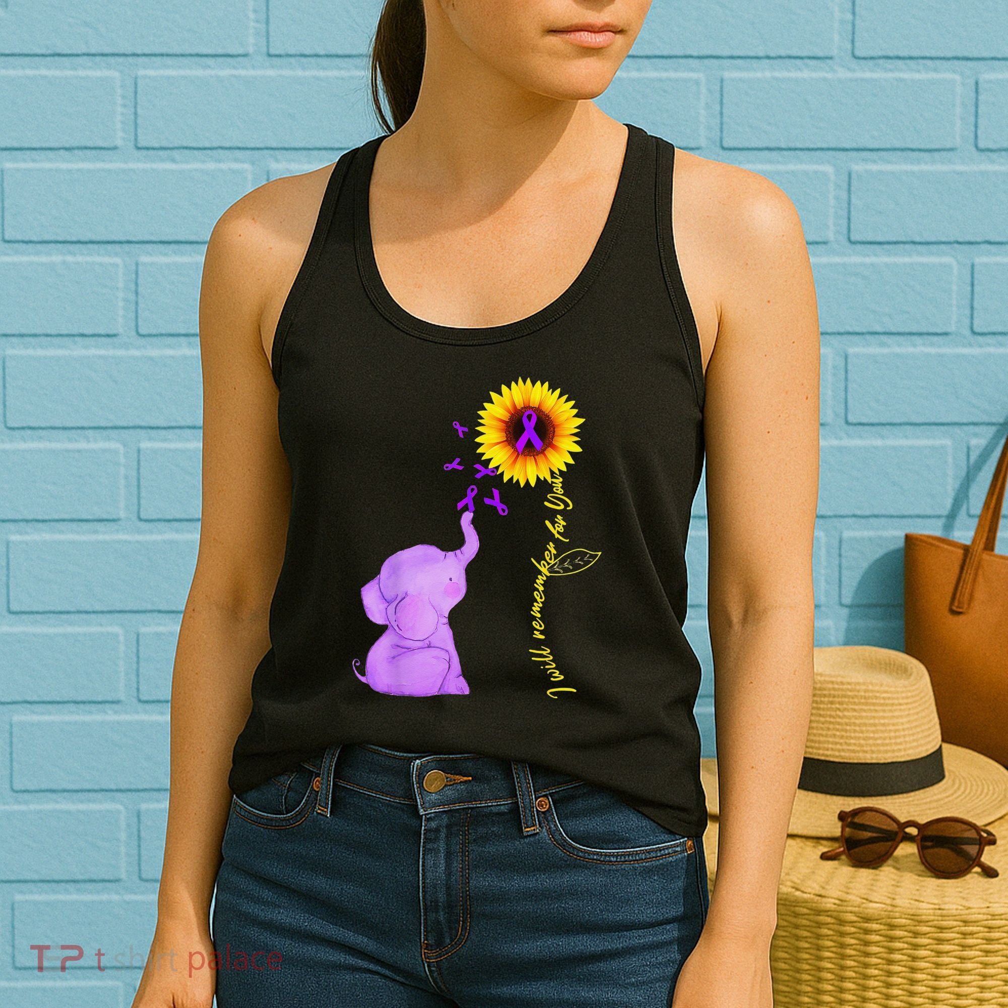 Elephant I Will Remember For You Sunflower Alzheimer Women's Tank Top