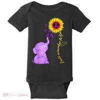 Elephant I Will Remember For You Sunflower Alzheimer Baby Bodysuit thumb 0
