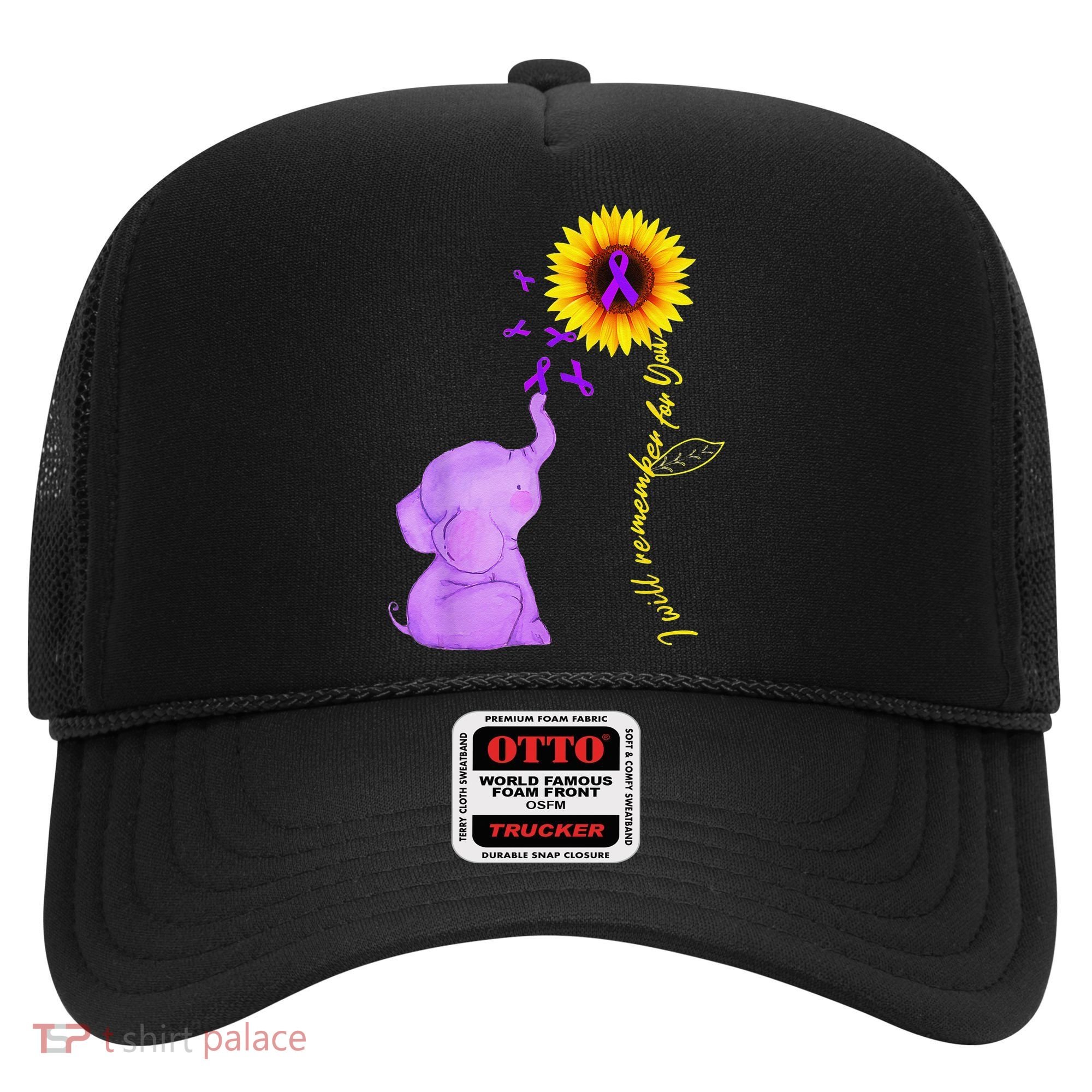 Elephant I Will Remember For You Sunflower Alzheimer Hat