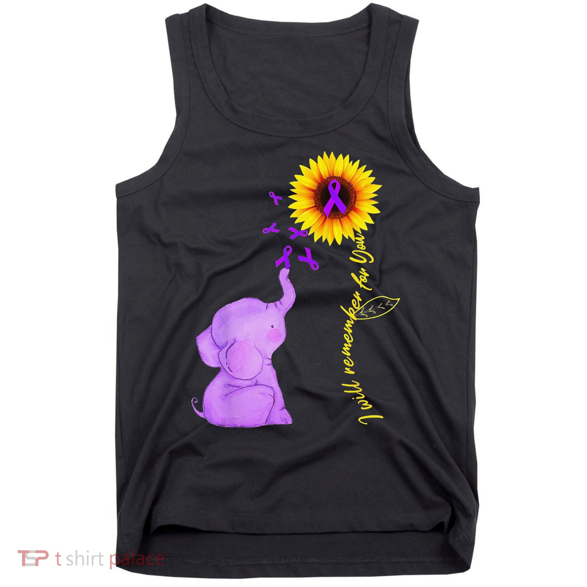 Elephant I Will Remember For You Sunflower Alzheimer Tank Top