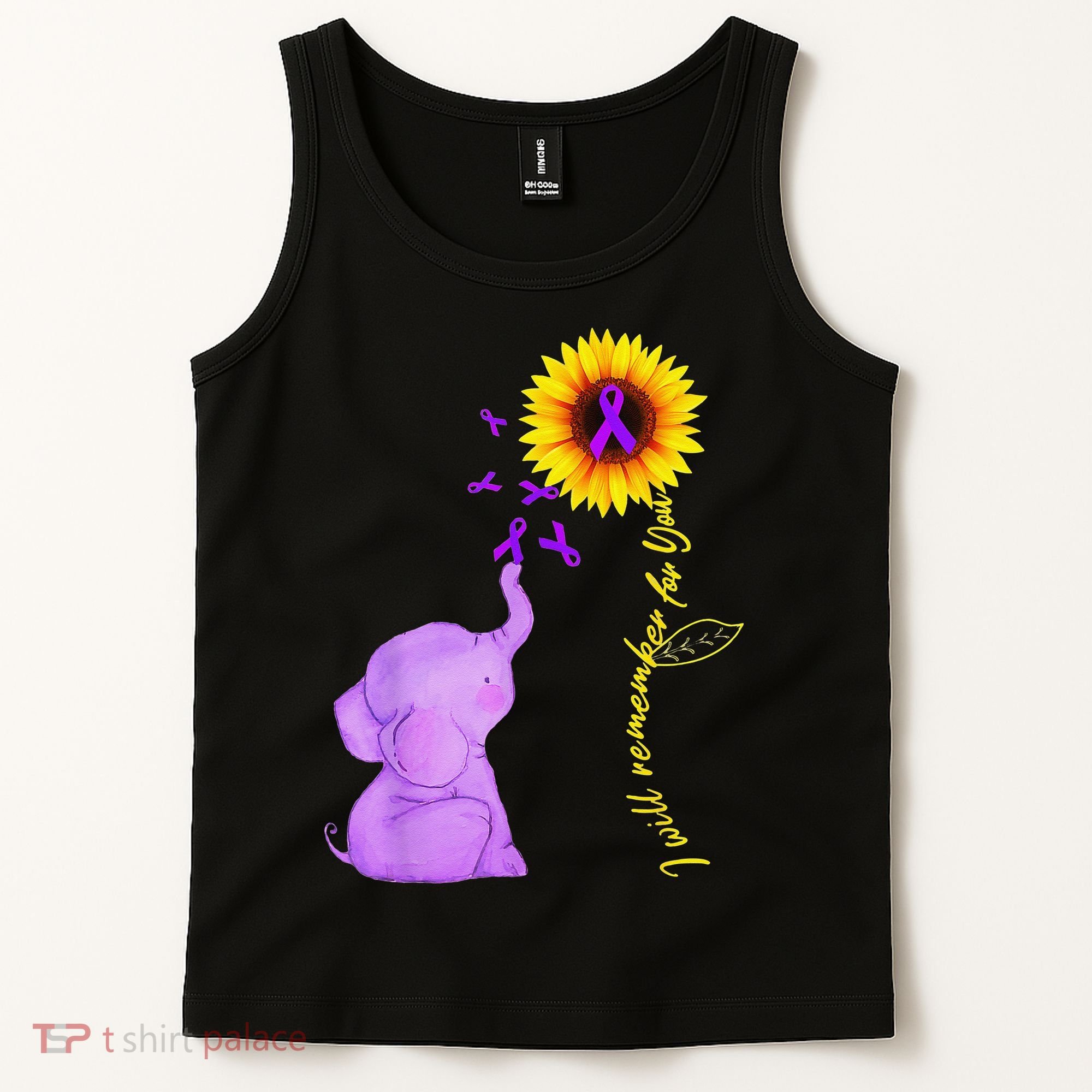 Elephant I Will Remember For You Sunflower Alzheimer Tank Top