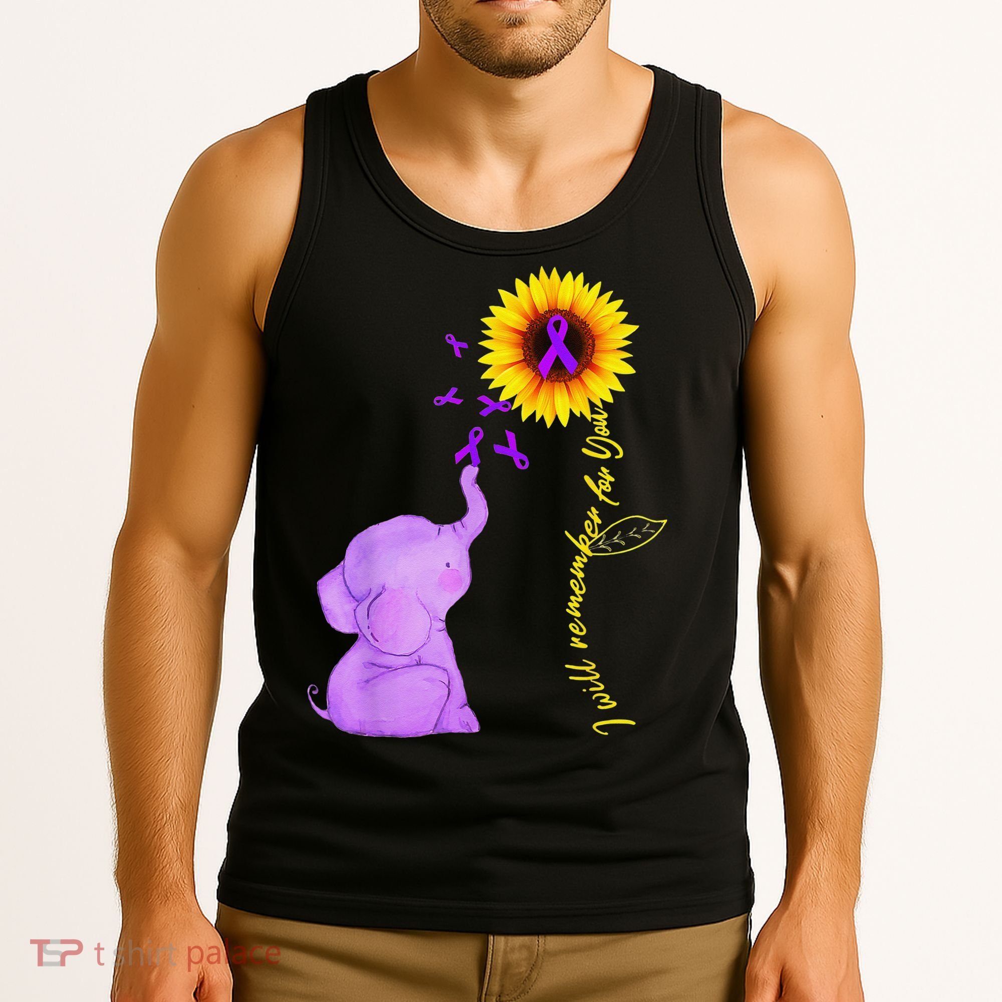 Elephant I Will Remember For You Sunflower Alzheimer Tank Top