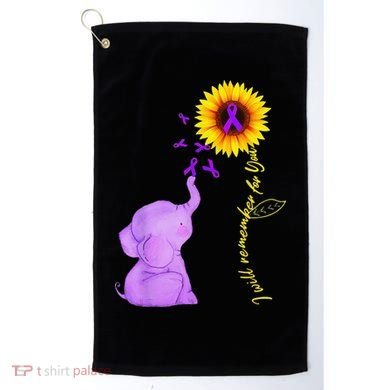 Elephant I Will Remember For You Sunflower Alzheimer Golf Towel
