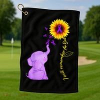Elephant I Will Remember For You Sunflower Alzheimer Golf Towel thumb 1