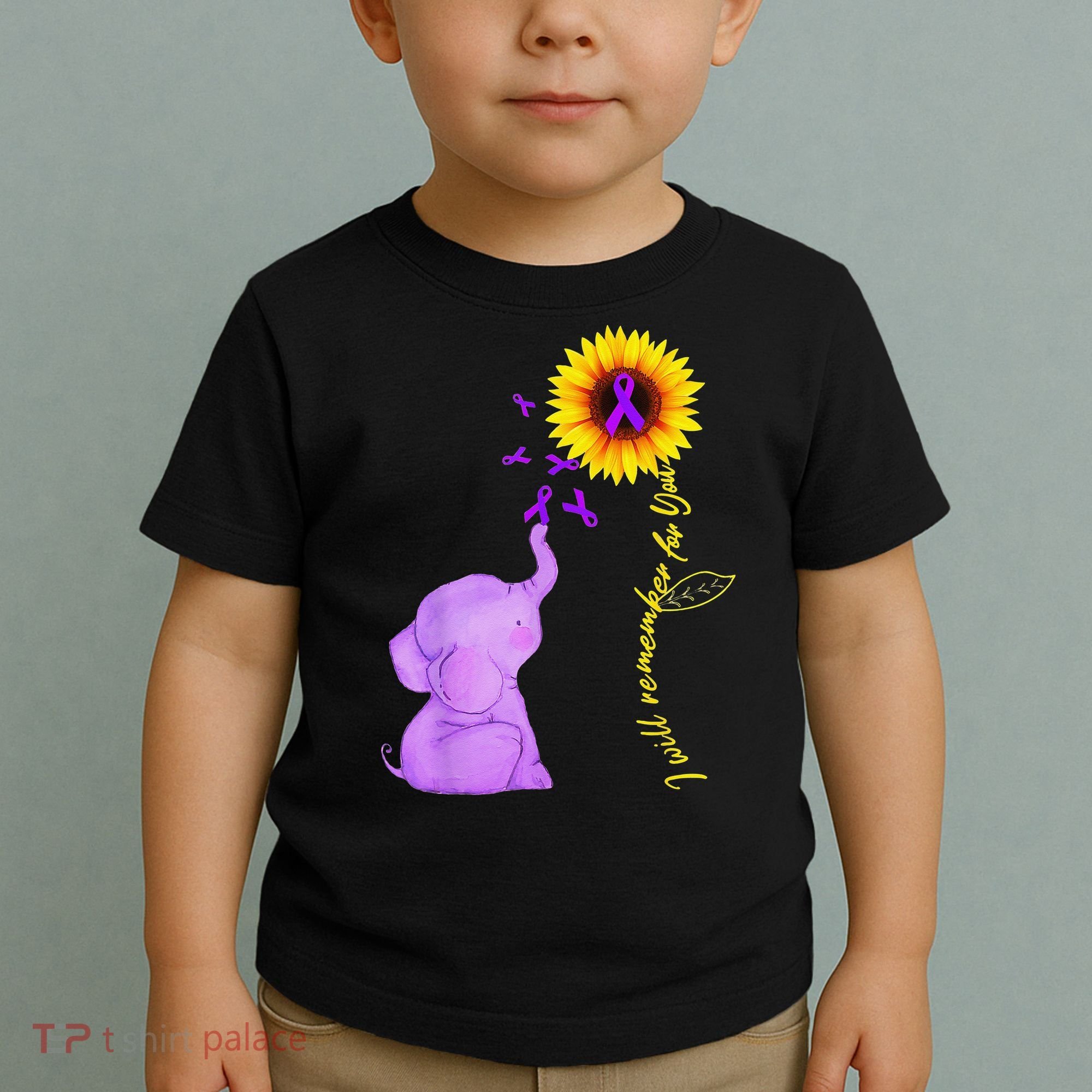 Elephant I Will Remember For You Sunflower Alzheimer Toddler T-Shirt