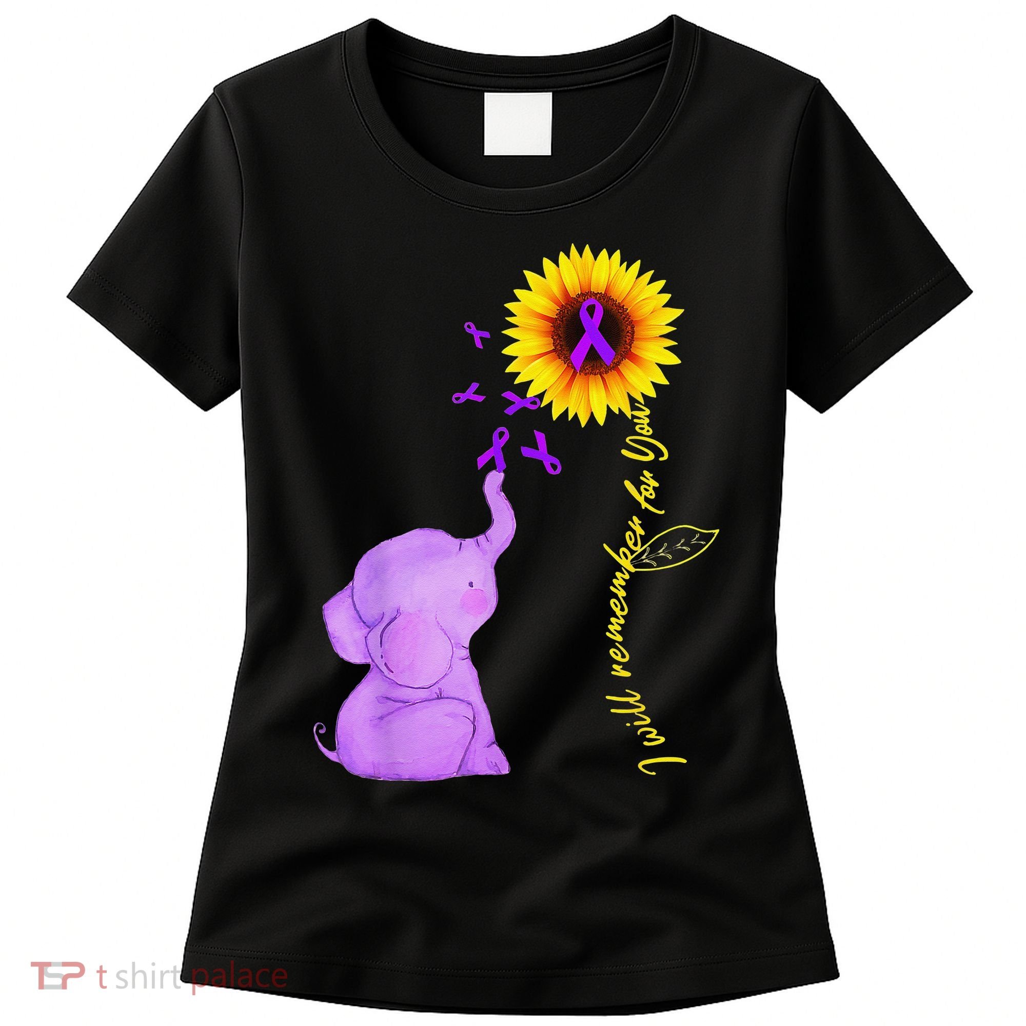 Elephant I Will Remember For You Sunflower Alzheimer Women's T-Shirt