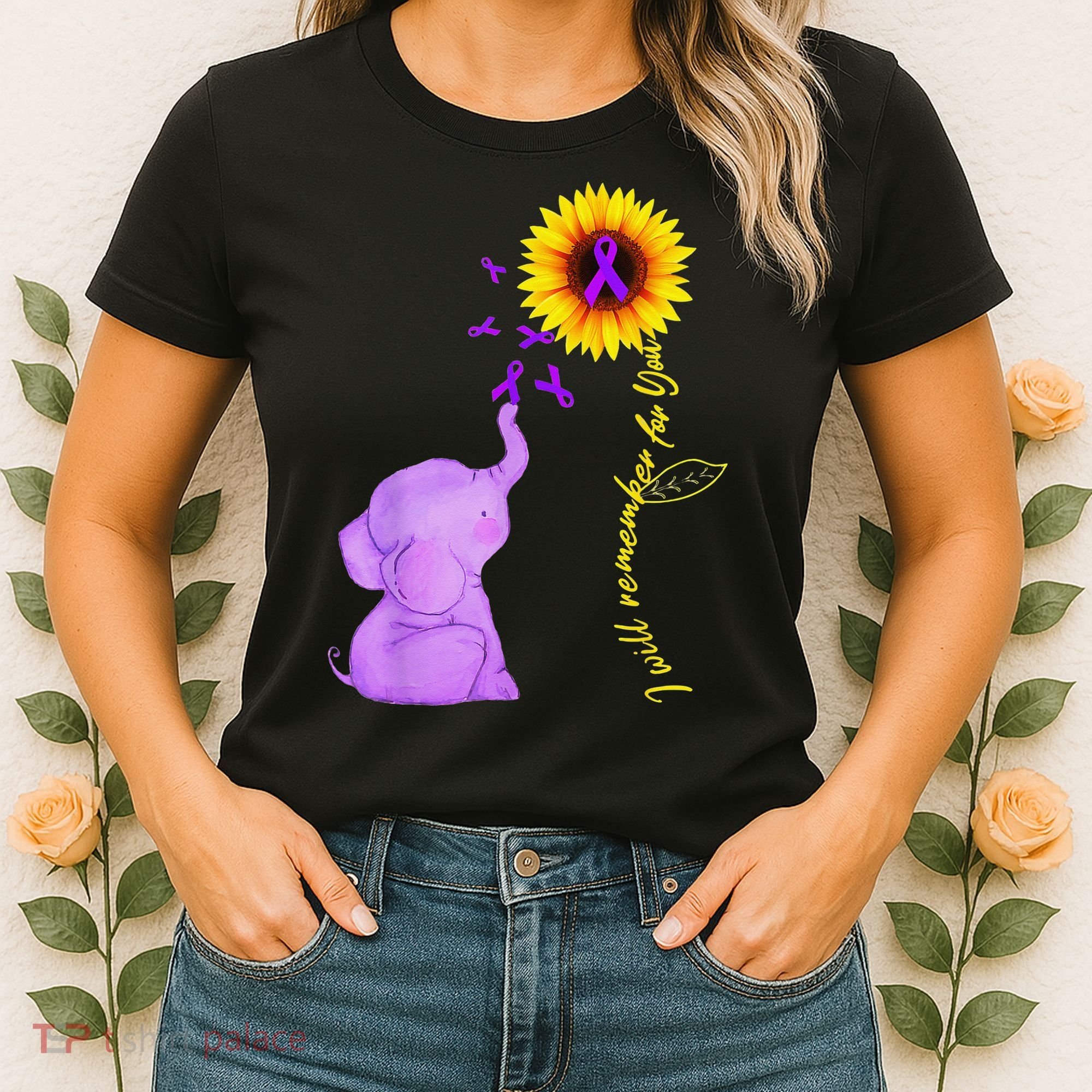 Elephant I Will Remember For You Sunflower Alzheimer Women's T-Shirt