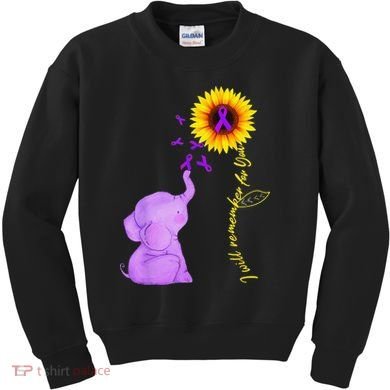 Elephant I Will Remember For You Sunflower Alzheimer Kids Sweatshirt