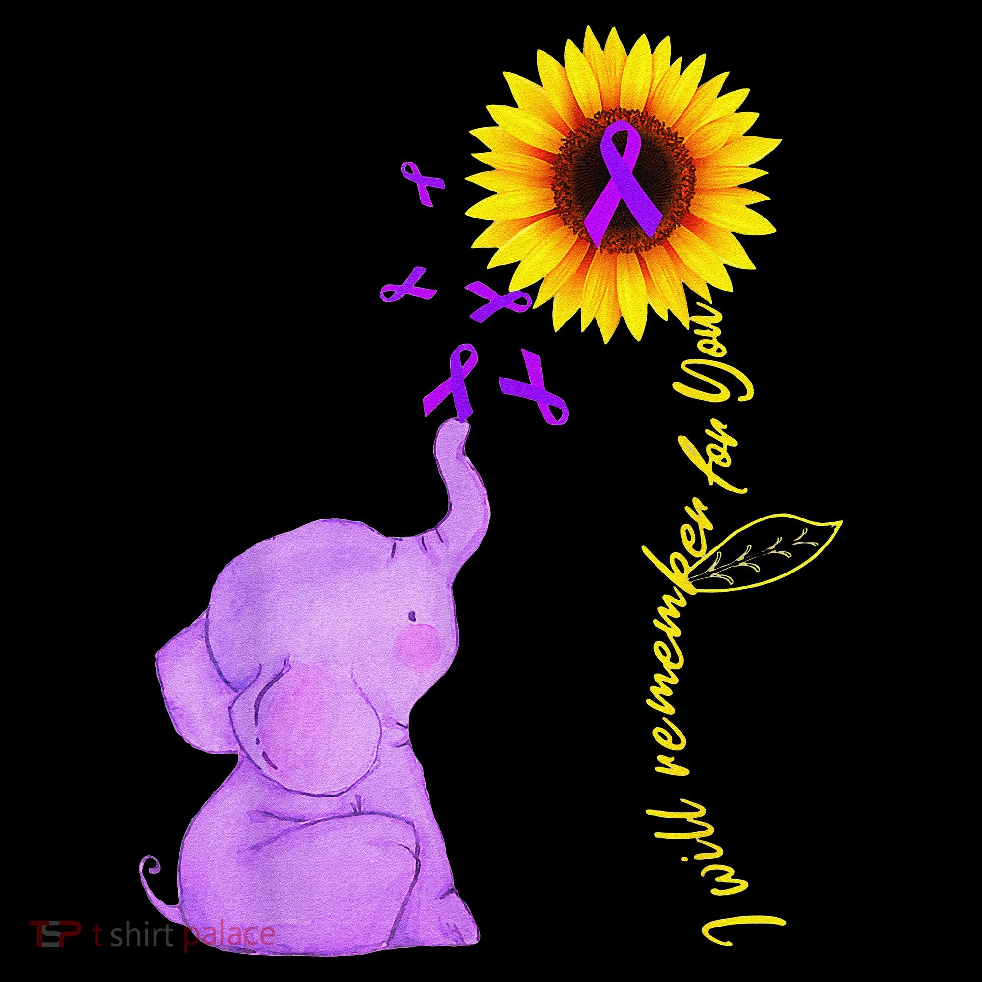 Elephant I Will Remember For You Sunflower Alzheimer Kids Sweatshirt