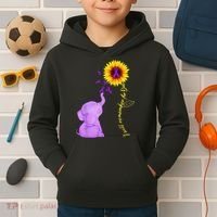 Elephant I Will Remember For You Sunflower Alzheimer Kids Hoodie thumb 2