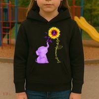 Elephant I Will Remember For You Sunflower Alzheimer Kids Hoodie thumb 3