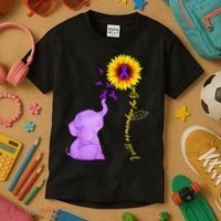 Elephant I Will Remember For You Sunflower Alzheimer Kids T-Shirt thumb 3
