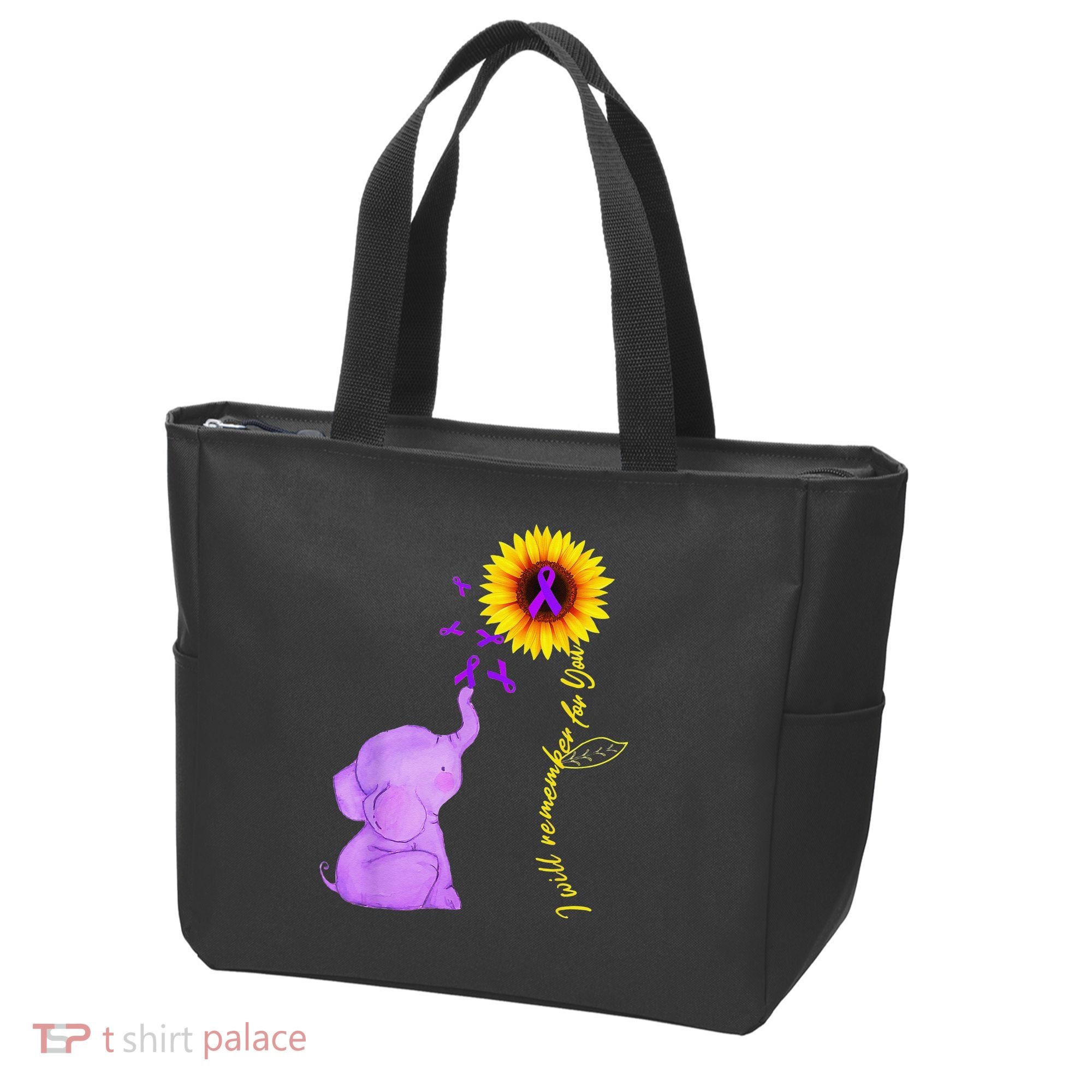 Elephant I Will Remember For You Sunflower Alzheimer Tote Bag