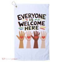 Everyone Is Welcome Here Idaho Teacher Golf Towel thumb 0