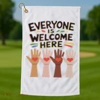 Everyone Is Welcome Here Idaho Teacher Golf Towel thumb 1
