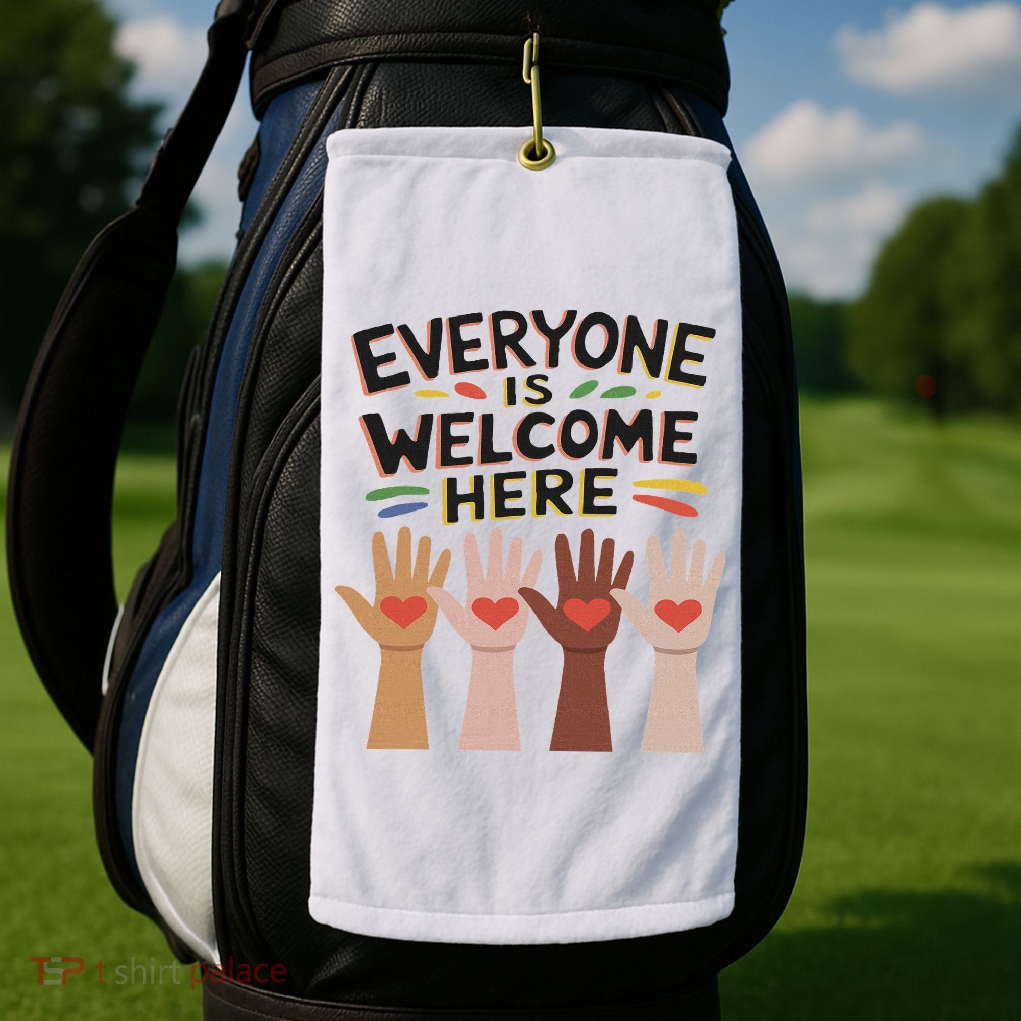 Everyone Is Welcome Here Idaho Teacher Golf Towel