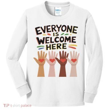 Everyone Is Welcome Here Idaho Teacher Kids Long Sleeve Shirt